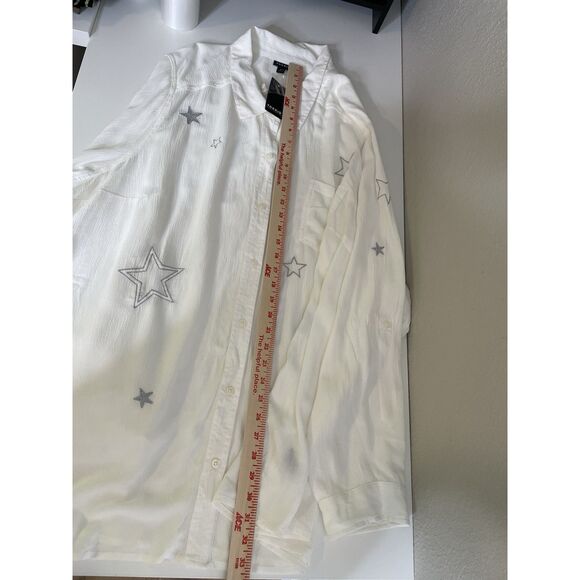 Torrid Taylor Shirt Size 5X White Gauze Silver Star Button Front Relaxed New NWt - Picture 12 of 12